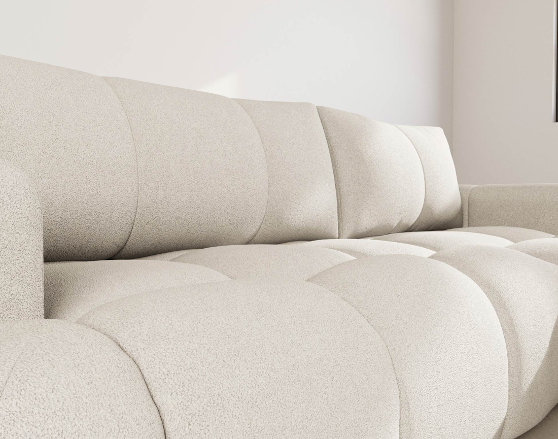 Canapé d'angle droit 4 places convertible avec coffre en tissu bouclette Yulin