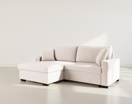 Canapé d'angle réversible 4 places convertible avec coffre en velours côtelé Gisele