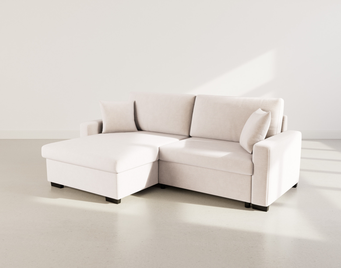 Canapé d'angle réversible 4 places convertible avec coffre en velours côtelé Gisele