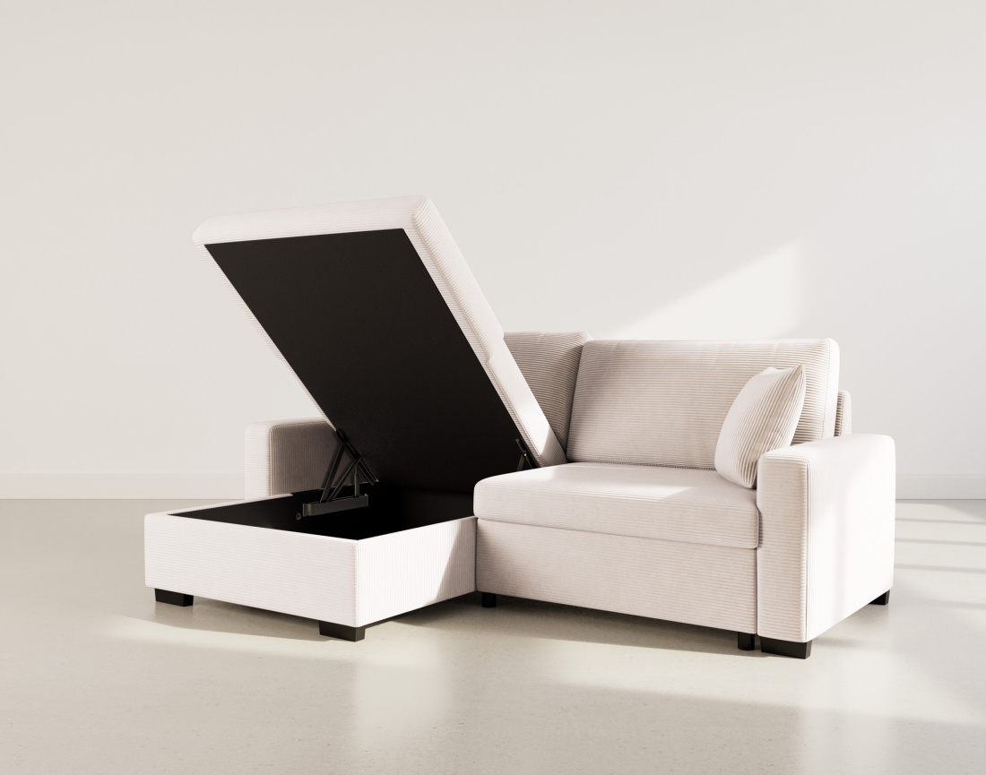 Canapé d'angle réversible 4 places convertible avec coffre en velours côtelé Gisele