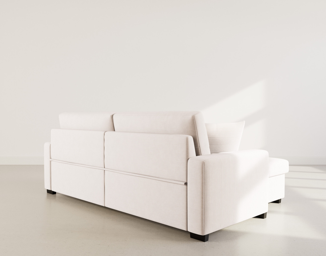 Canapé d'angle réversible 4 places convertible avec coffre en velours côtelé Gisele