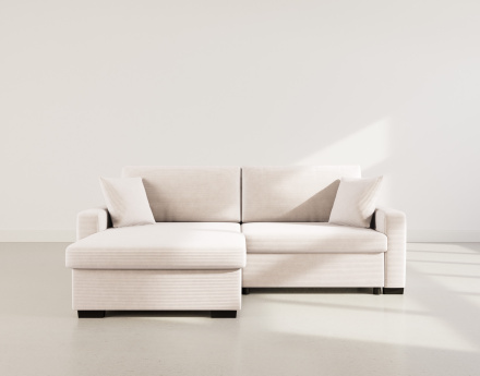 Canapé d'angle réversible 4 places convertible avec coffre en velours côtelé Gisele