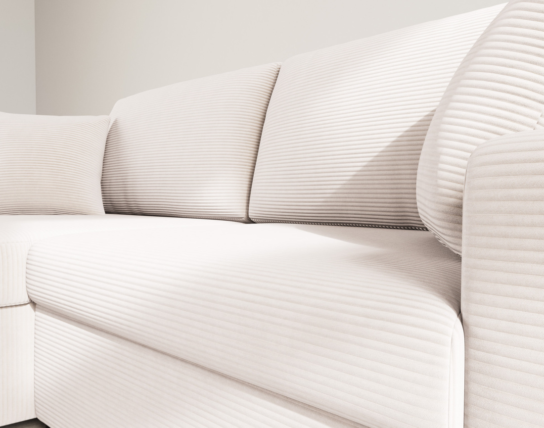 Canapé d'angle réversible 4 places convertible avec coffre en velours côtelé Gisele