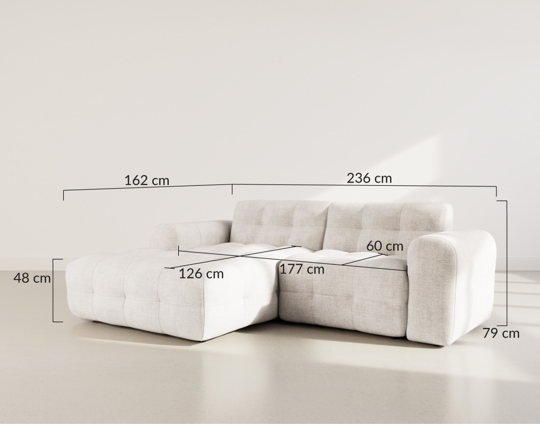 Canapé d'angle gauche 4 places en velours texturé Diane