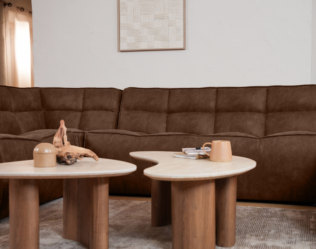 Canapé modulable d'angle réversible 5 places en simili Alya