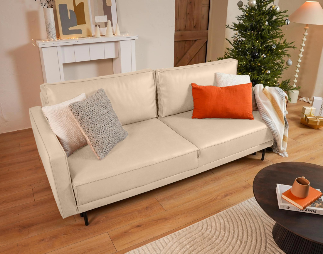 Canapé droit 3 places convertible avec coffre en simili Charlie