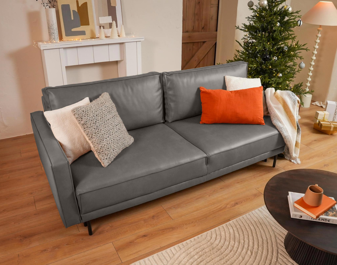 Canapé droit 3 places convertible avec coffre en simili Charlie