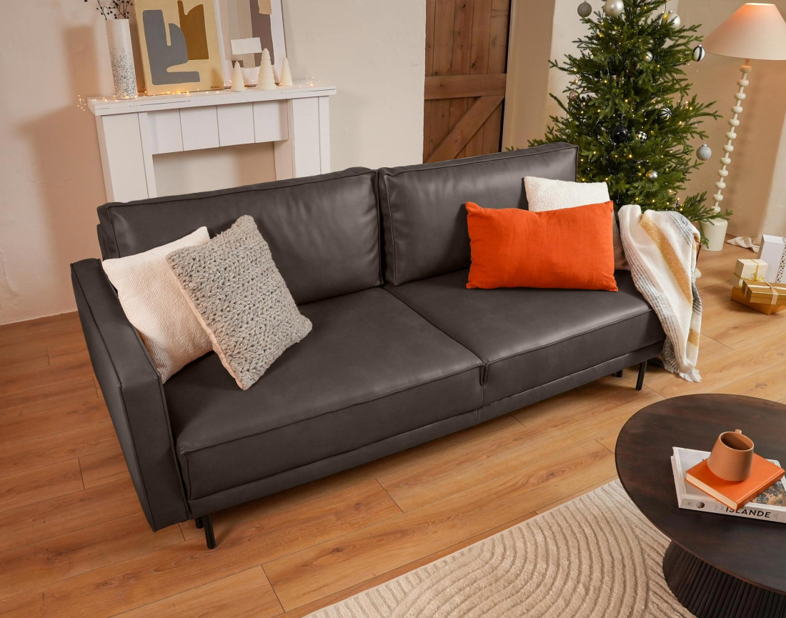 Canapé droit 3 places convertible avec coffre en simili Charlie