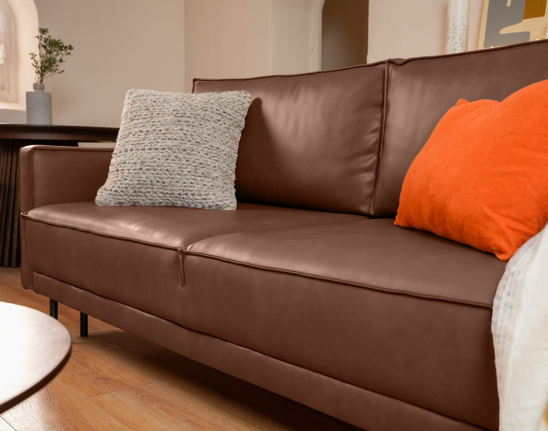 Canapé droit 3 places convertible avec coffre en simili Charlie