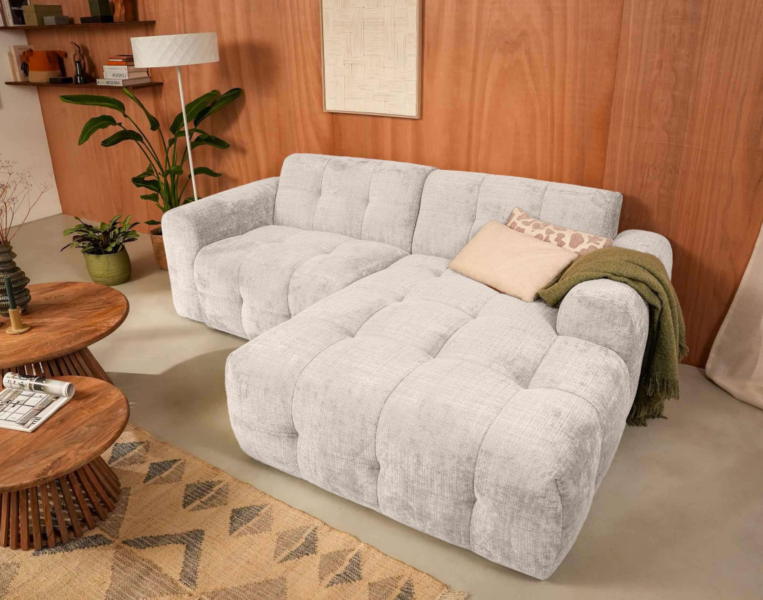 Canapé d'angle droit 4 places en velours texturé Diane