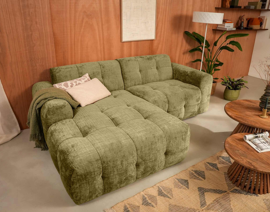 Canapé d'angle gauche 4 places en velours texturé Diane