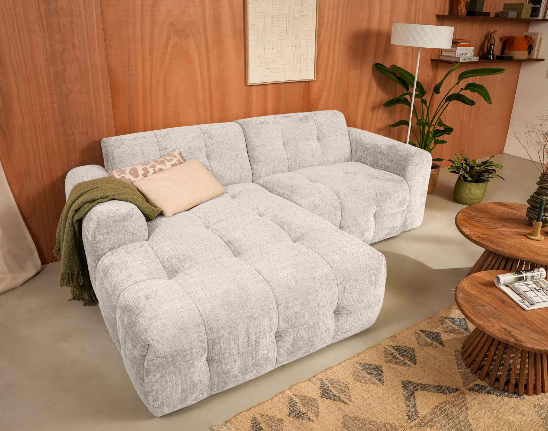 Canapé d'angle gauche 4 places en velours texturé Diane