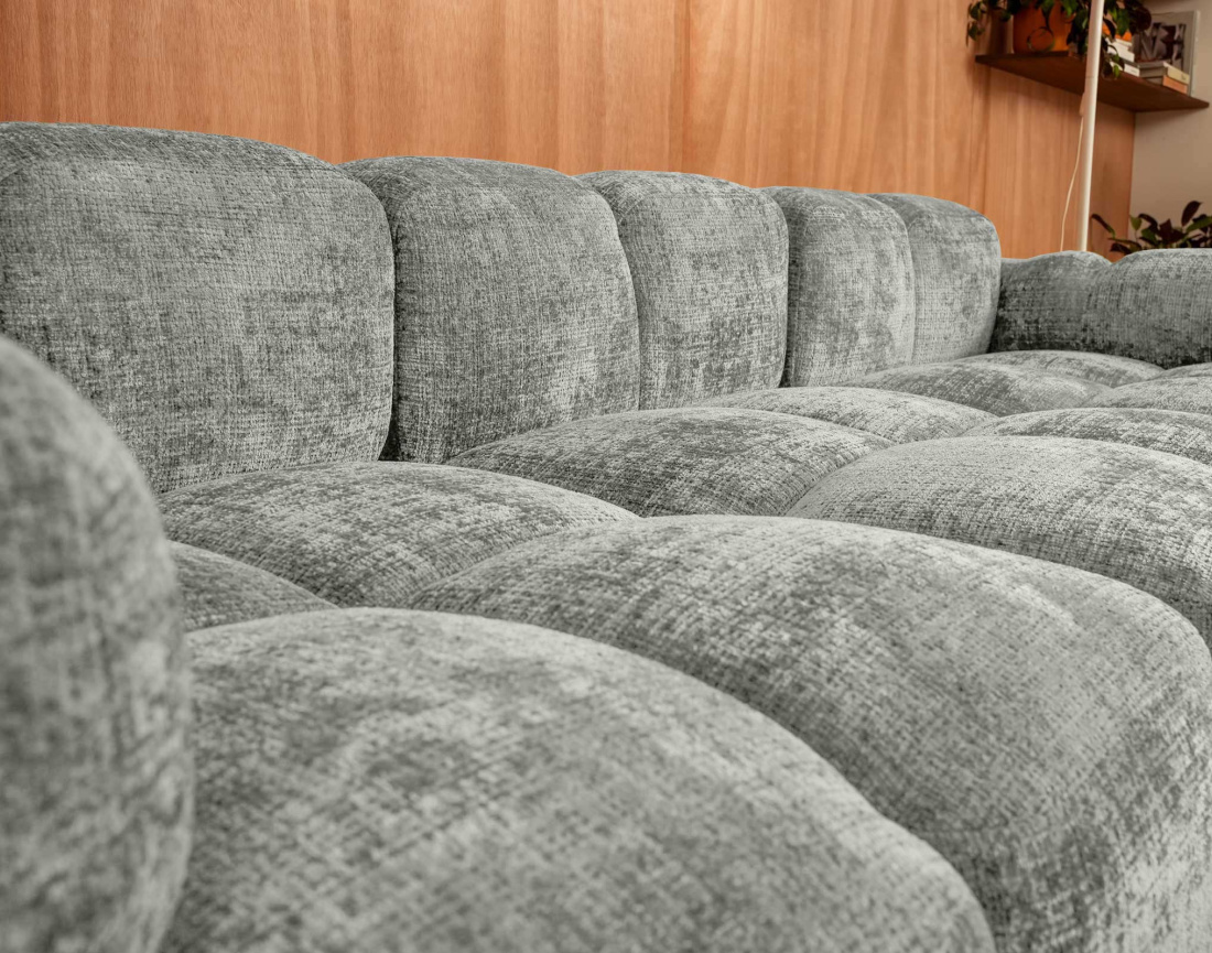 Canapé modulable d'angle réversible 4 places en velours texturé