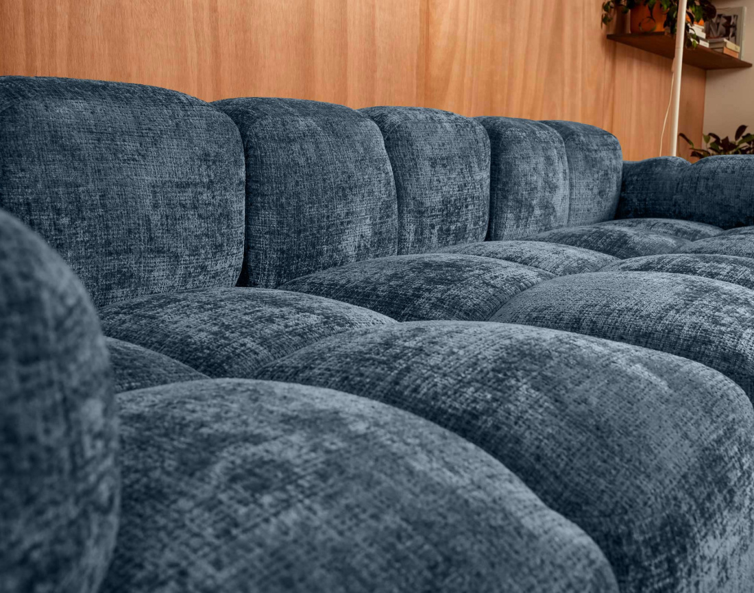 Canapé modulable d'angle réversible 4 places en velours texturé