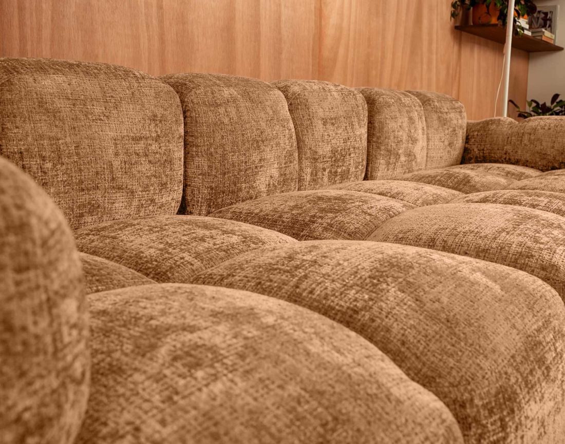 Canapé modulable d'angle réversible 4 places en velours texturé