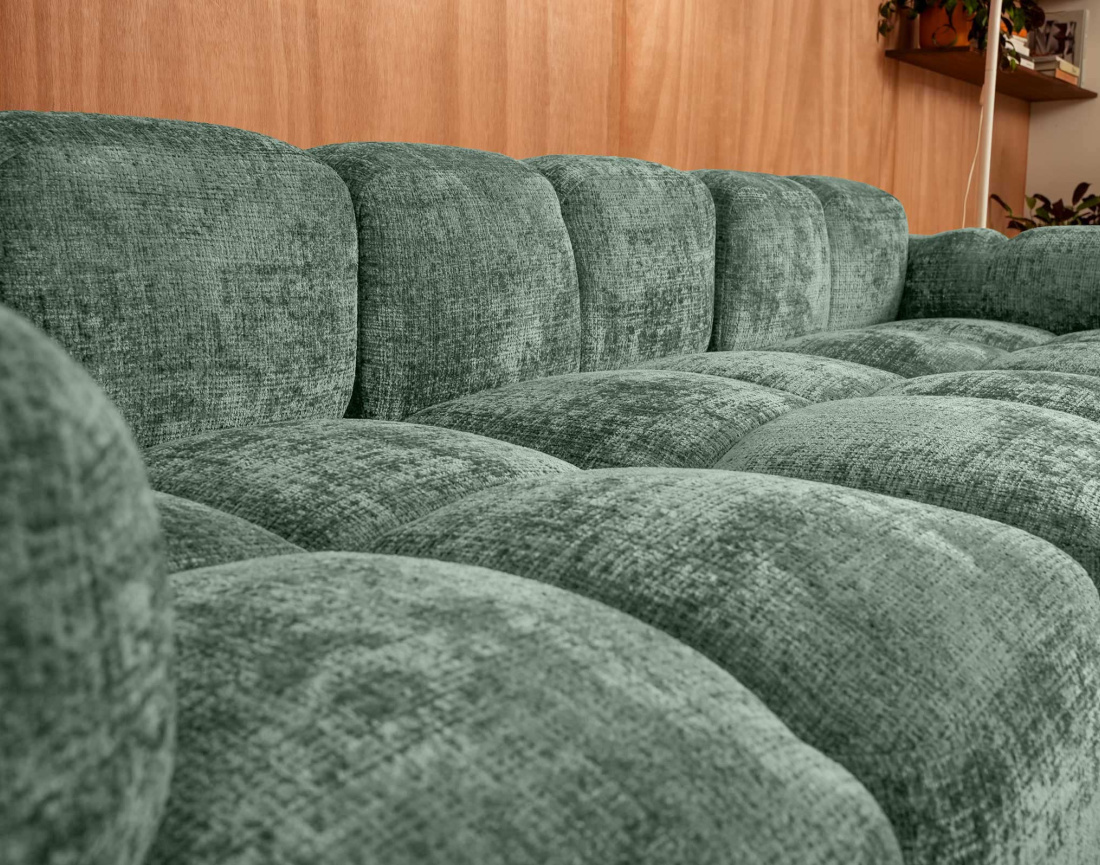 Canapé modulable d'angle réversible 4 places en velours texturé