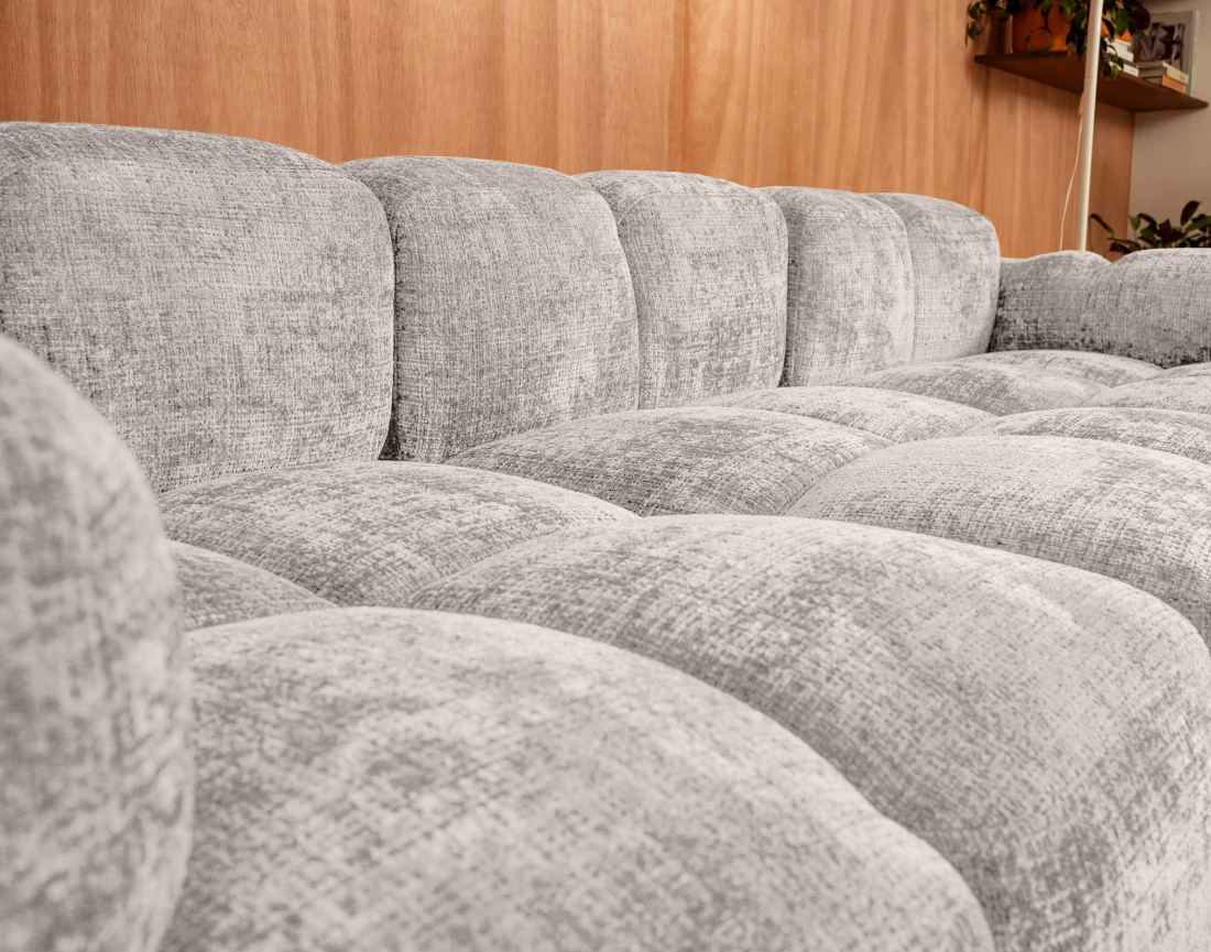 Canapé modulable d'angle réversible 4 places en velours texturé