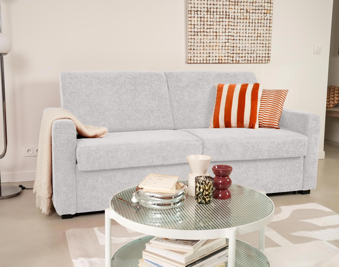 Canapé 3 places convertible express quotidien en tissu Julia