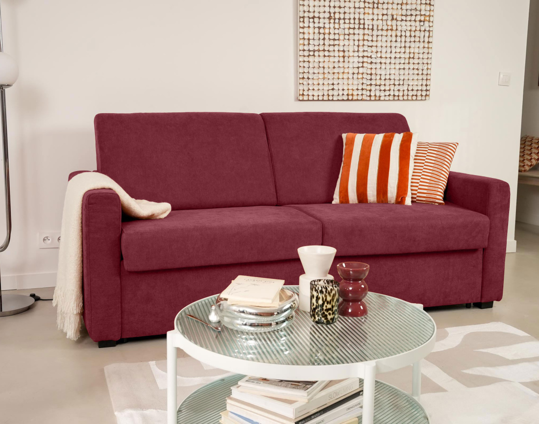 Canapé JULIA 3 places convertible express quotidien en tissu | Best Mobilier