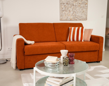 Canapé JULIA 3 places convertible express quotidien en tissu | Best Mobilier