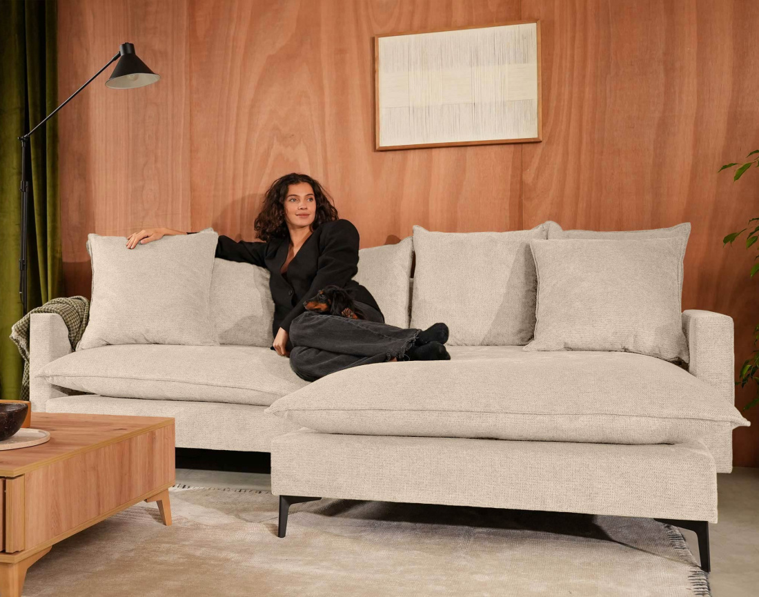 Canapé d'angle réversible 4 places en tissu texturé Madison