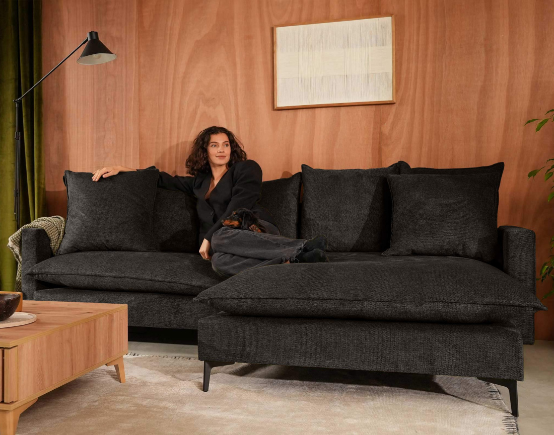 Canapé d'angle réversible 4 places en tissu texturé Madison