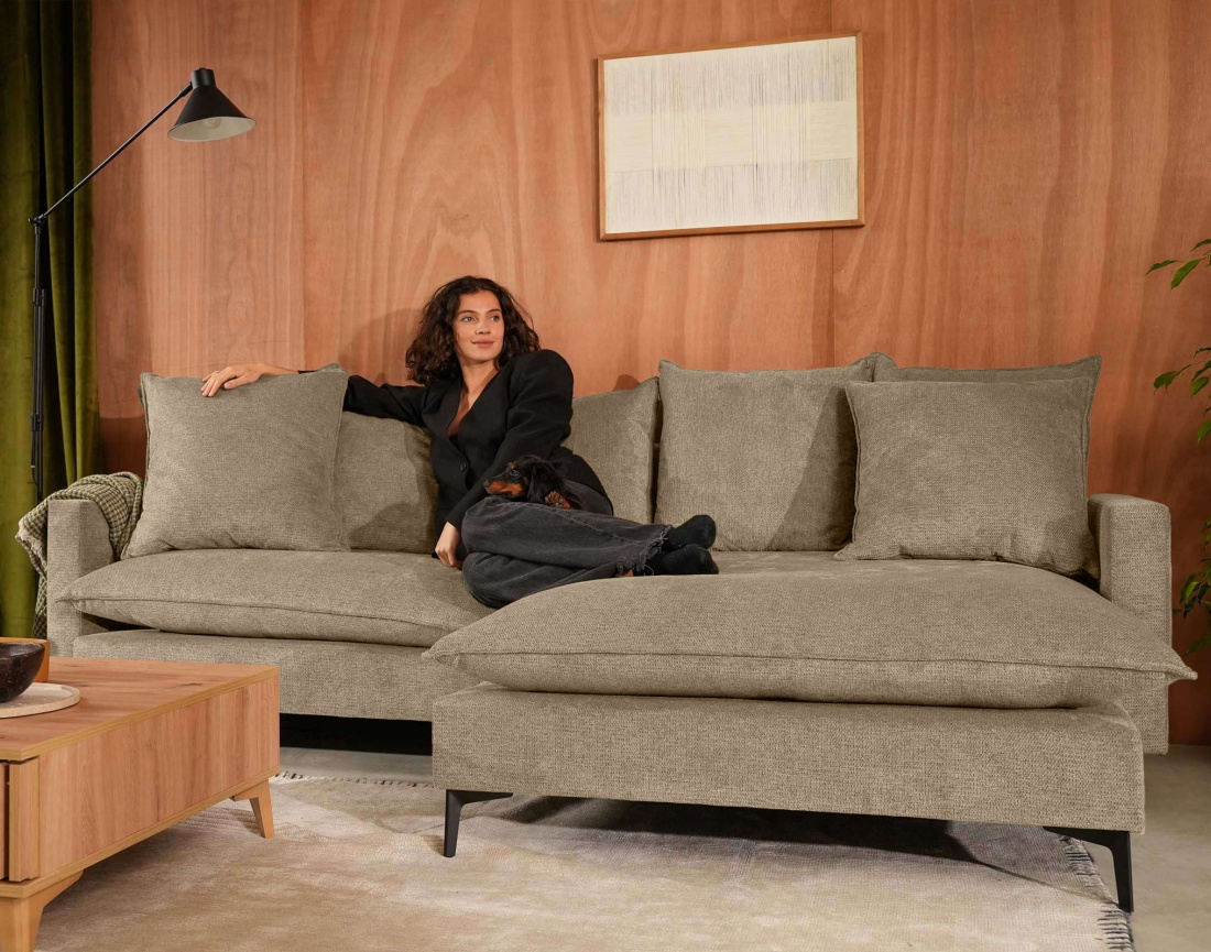 Canapé d'angle réversible 4 places en tissu texturé Madison