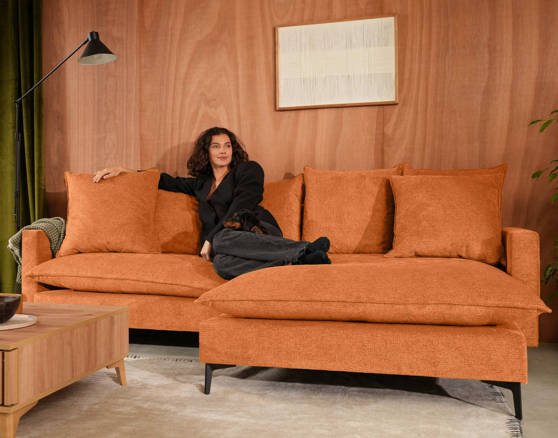 Canapé d'angle réversible 4 places en tissu texturé Madison