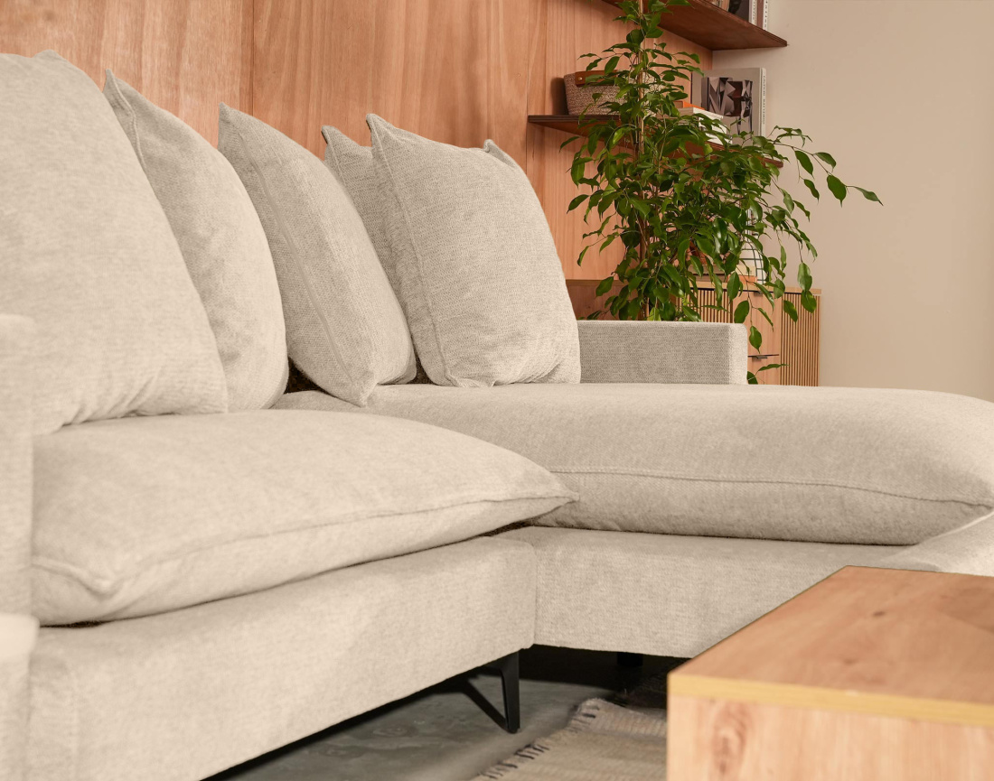 Canapé d'angle réversible 4 places en tissu texturé Madison