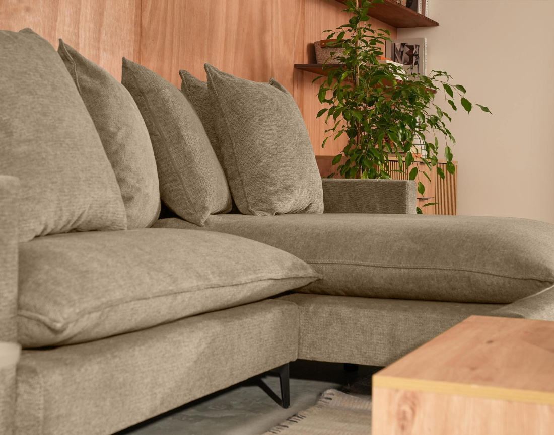 Canapé d'angle réversible 4 places en tissu texturé Madison