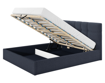 Mael - lit coffre 160x200 cm - en tissu et sommier inclus
