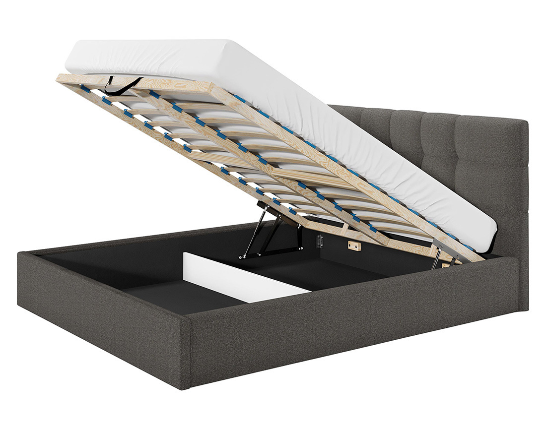 Mael - lit coffre 160x200 cm - en tissu et sommier inclus