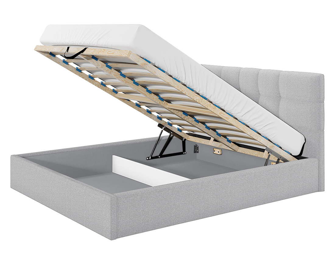 Mael - lit coffre 160x200 cm - en tissu et sommier inclus