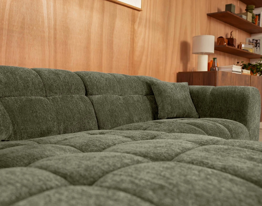 Canapé d'angle gauche 4 places en tissu texturé Mini Ray