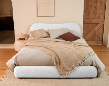 Lit coffre 160x200 cm en tissu bouclette Hugo