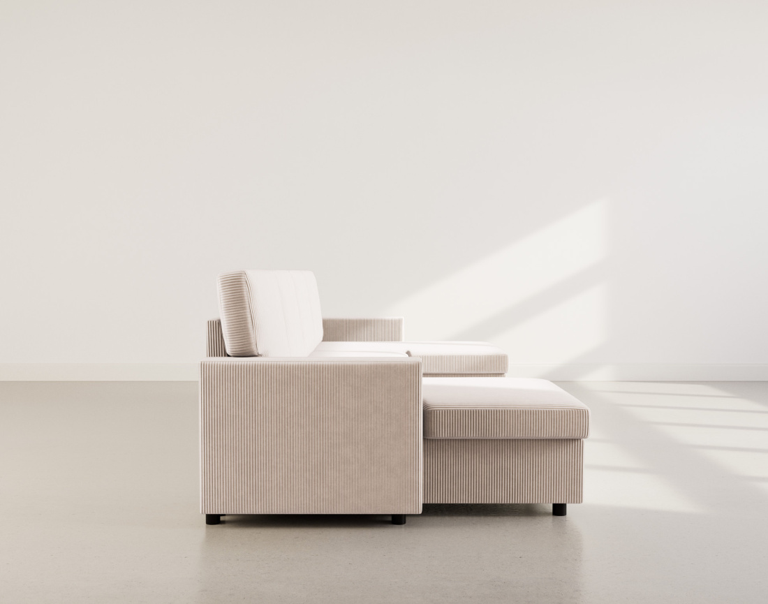 Canapé panoramique en U 7 places convertible avec coffre en velours côtelé Meiya