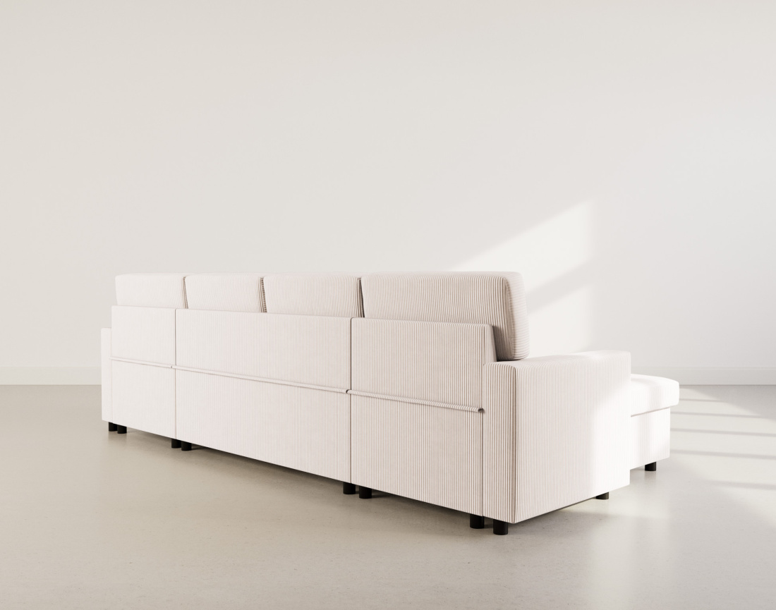 Canapé panoramique en U 7 places convertible avec coffre en velours côtelé Meiya