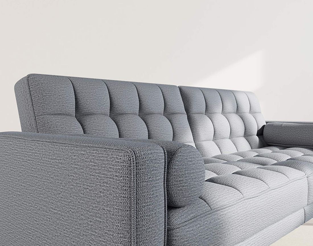 Banquette 2 places convertible clic-clac en tissu texturé Suzanne