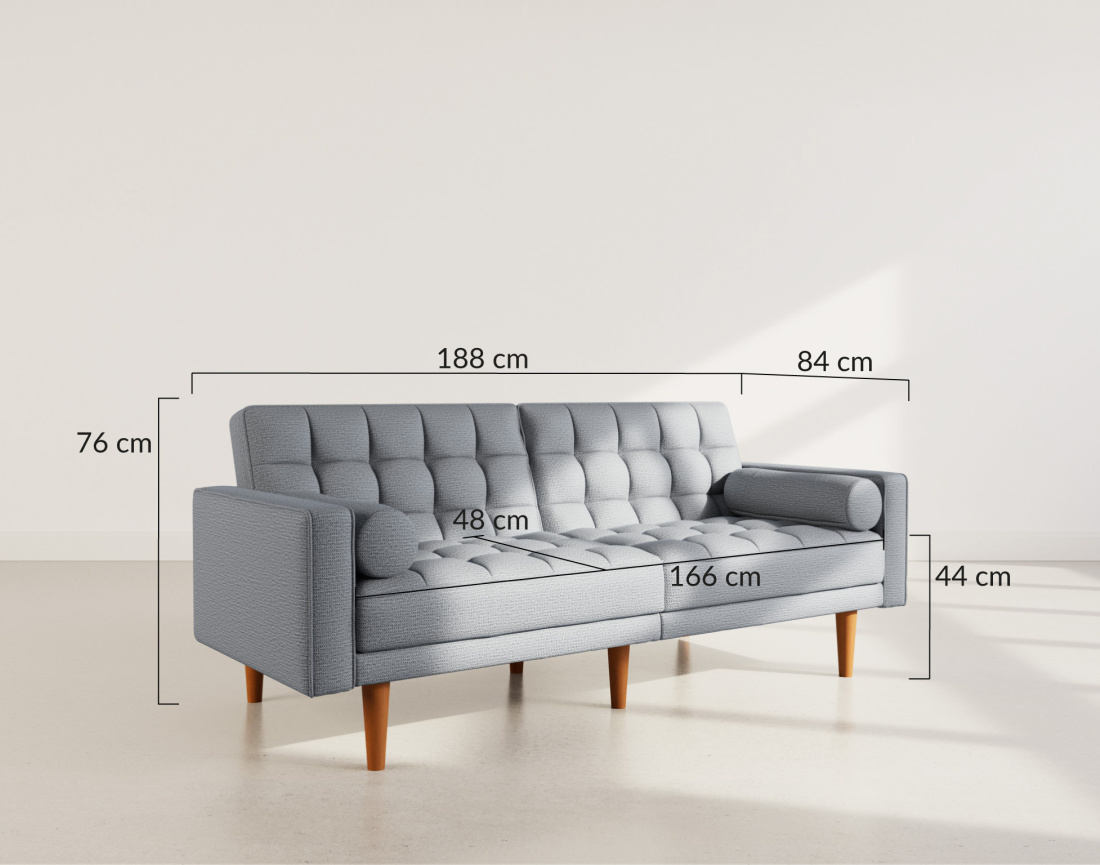 Banquette 2 places convertible clic-clac en tissu texturé Suzanne