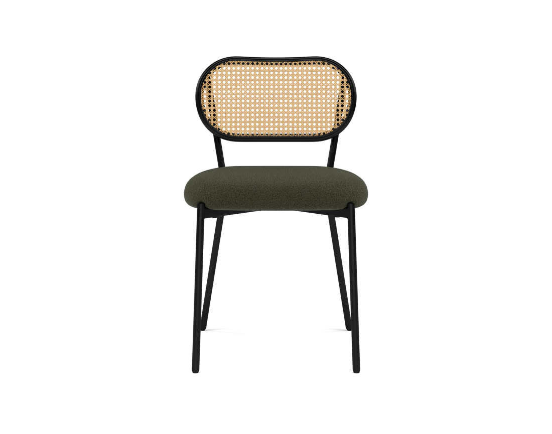 Lot de 2 chaises dossier arrondi en tissu bouclette Luciano