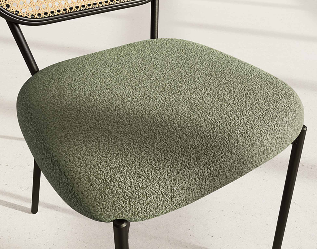 Lot de 2 chaises dossier arrondi en tissu bouclette Luciano