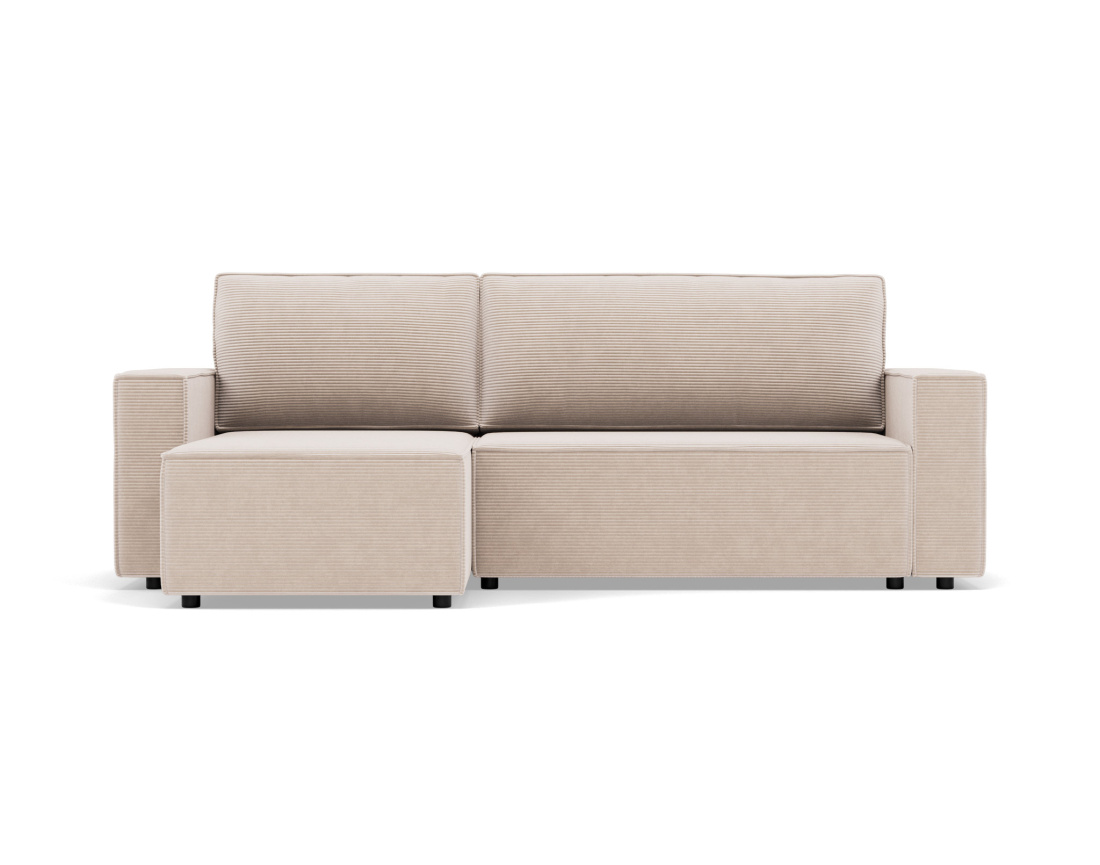 Canapé d'angle réversible 4 places convertible avec coffre en velours côtelé Hector
