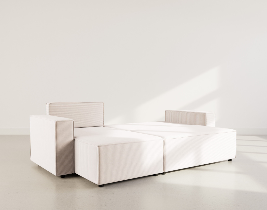 Canapé d'angle réversible 4 places convertible avec coffre en velours côtelé Hector