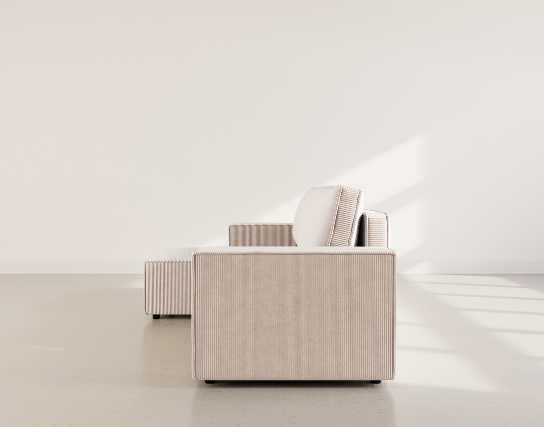 Canapé d'angle réversible 4 places convertible avec coffre en velours côtelé Hector