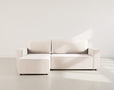 Canapé d'angle réversible 4 places convertible avec coffre en velours côtelé Hector