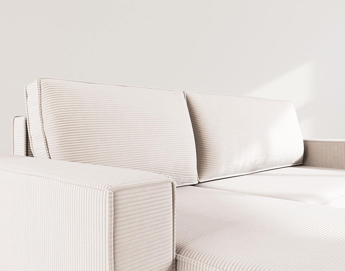 Canapé d'angle réversible 4 places convertible avec coffre en velours côtelé Hector