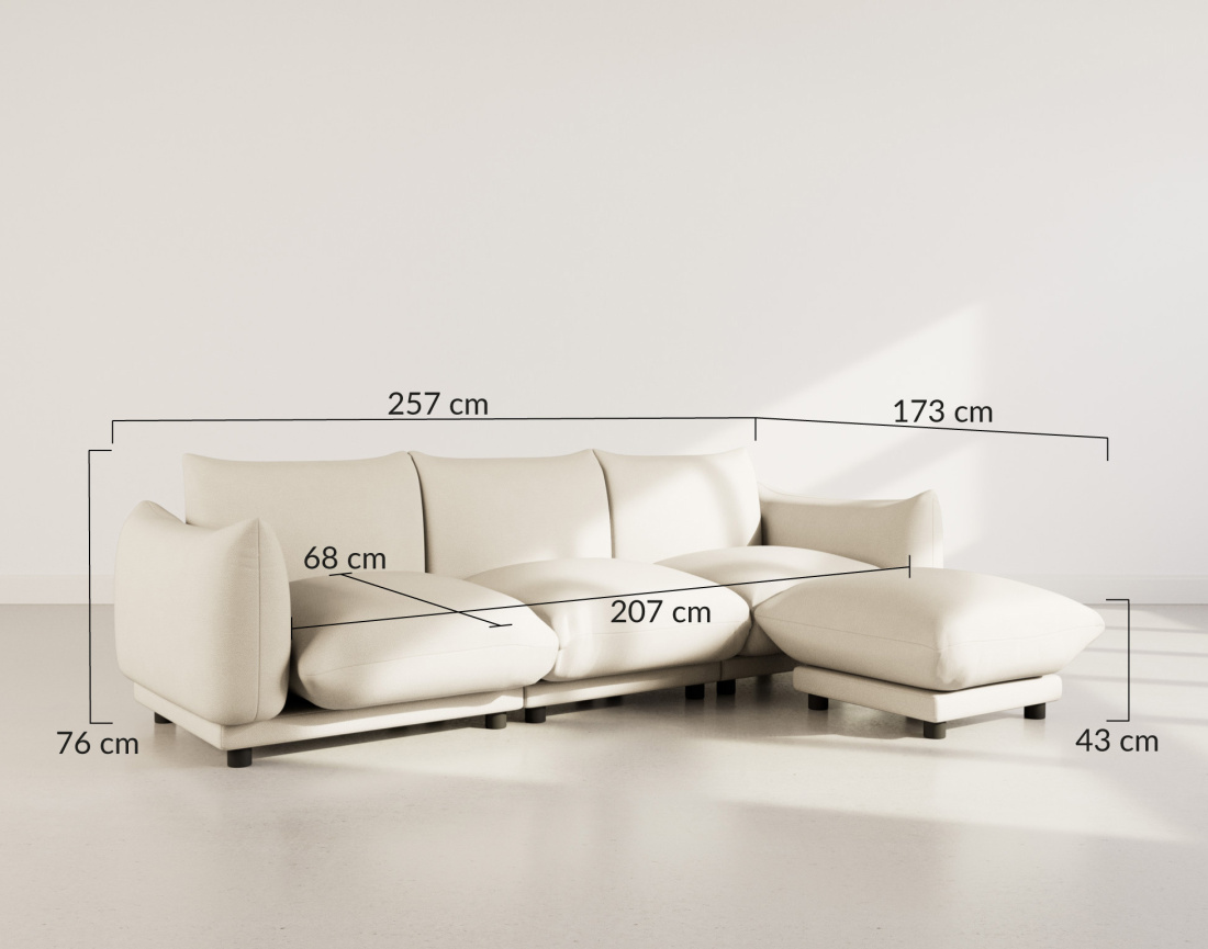 Canapé modulable d'angle réversible 4 places en velours texturé Jeanne