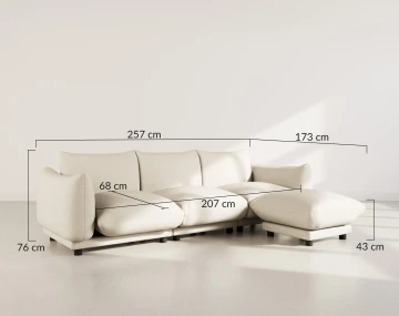Canapé modulable d'angle réversible 4 places en velours texturé Jeanne
