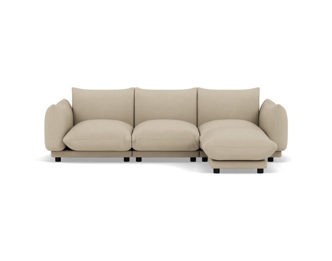 Canapé modulable d'angle réversible 4 places en velours texturé Jeanne