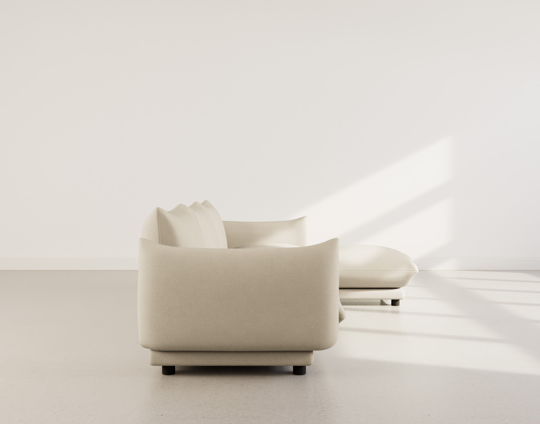 Canapé modulable d'angle réversible 4 places en velours texturé Jeanne